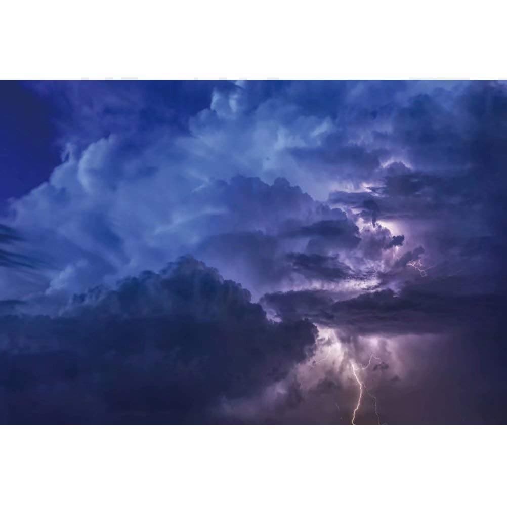 DASHAN 10x65ft Night Lightning Stormy Clouds Backdrop ThunderStorm Rainstorm Background for Photography Abstract Natural Scenery Kids Children Boy Birthday Party Artistic Portrait Photo Props