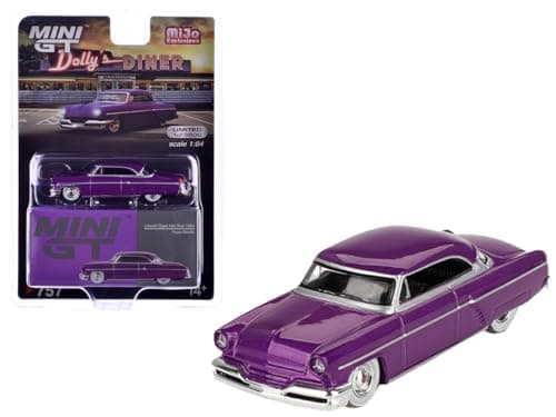 True Scale Miniatures Model Car Compatible with Lincoln Capri Hot Rod 1954 Purple Metallic 1/64 Diecast Model Car Mini GT MGT00757