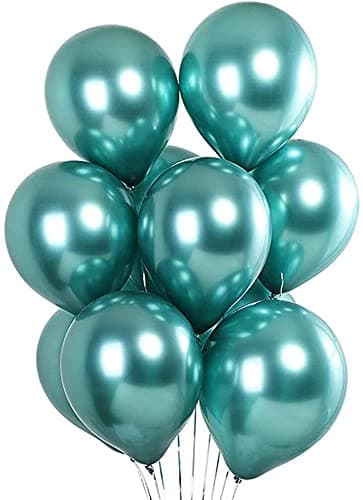 Atpata Funky 50 pcs Sea Green Chrome Latex Balloons for Birthday Decoration items | Happy Birthday Decoration Kit Ideal for Anniversary, Wedding, Celebration, Party (9 Inches)