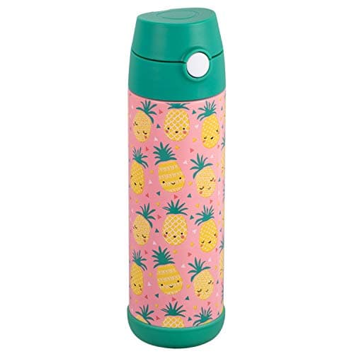 Snug Insulated Kids Water Bottle with Straw & Spout – Double-Wall Stainless Steel, Leakproof, Easy-Flip Lid – For School, Travel, Toddlers & Big Kids - Pineapple, 17oz