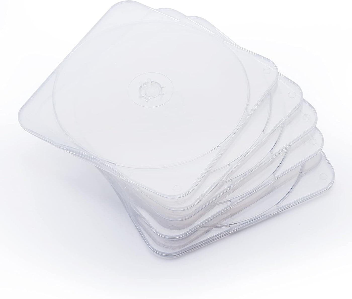 Maxtek 25 Pack Ultra Slim Clear Transparent Square Shaped CD and DVD Disc Clam Shell Case with Lock Single Disc Capacity Durable and Impact Resistant PP Poly Plastic Case