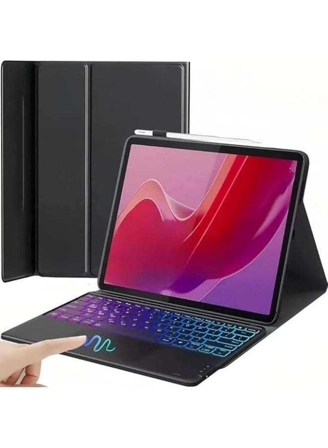Backlit Keyboard Case Compatible with Honor Pad 10 12.1 inch 2025 Leather Protective Case with Magnetic Detachable Wireless Bluetooth Trackpad Touchpad Keyboard