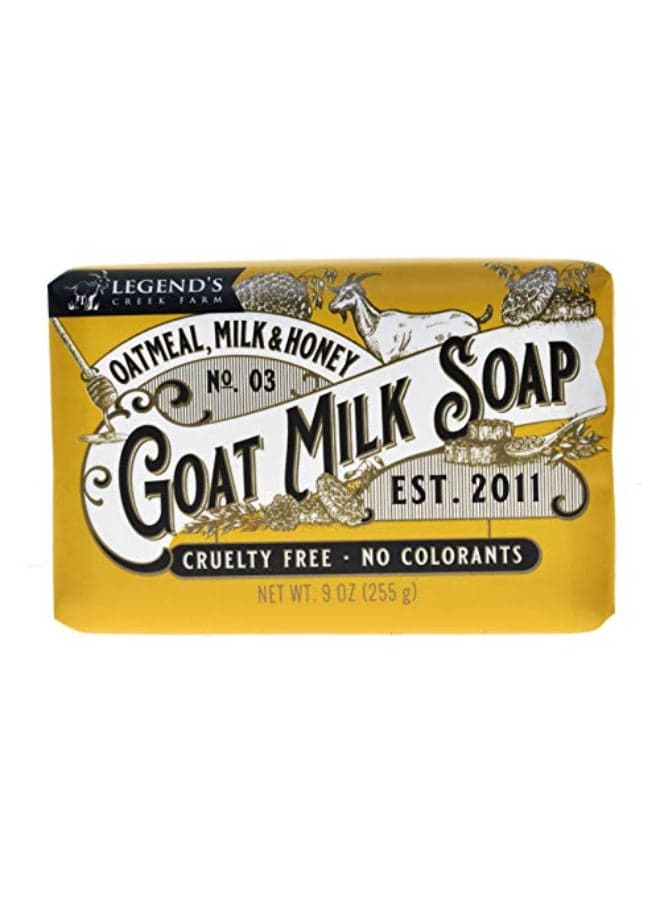 Legends Creek Farm Goat Milk Soap Triple Milled Moisturizing Bar for Hands and Body 9 Oz Creamy Lather Nourishing Natural Soap for Sensitive Skin Oatmeal Milk Honey Pack of 1