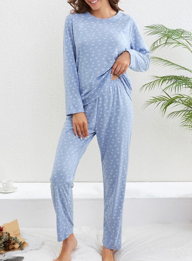 Take Two Women Heart Print T-Shirt and Pyjama Set