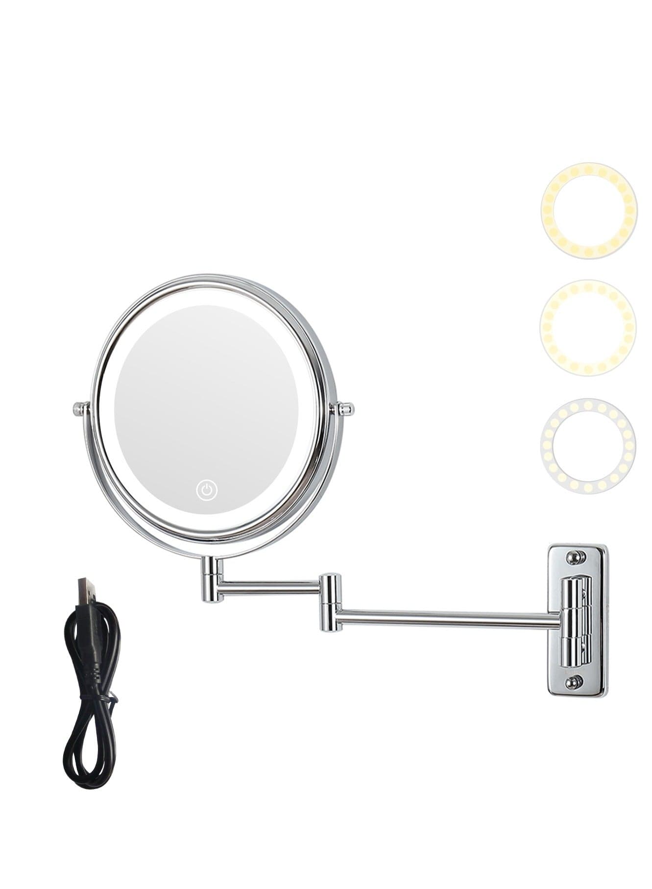 European-style led cosmetic mirror hotel bathroom wall mirror vanity mirror telescopic folding double-sided mirror metal beauty mirror