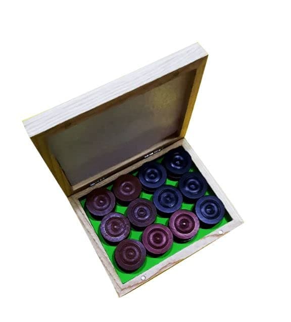 Synco Premia Carrom Board Game Coins Professional Wooden Carrom Coins (Ashwood Box)