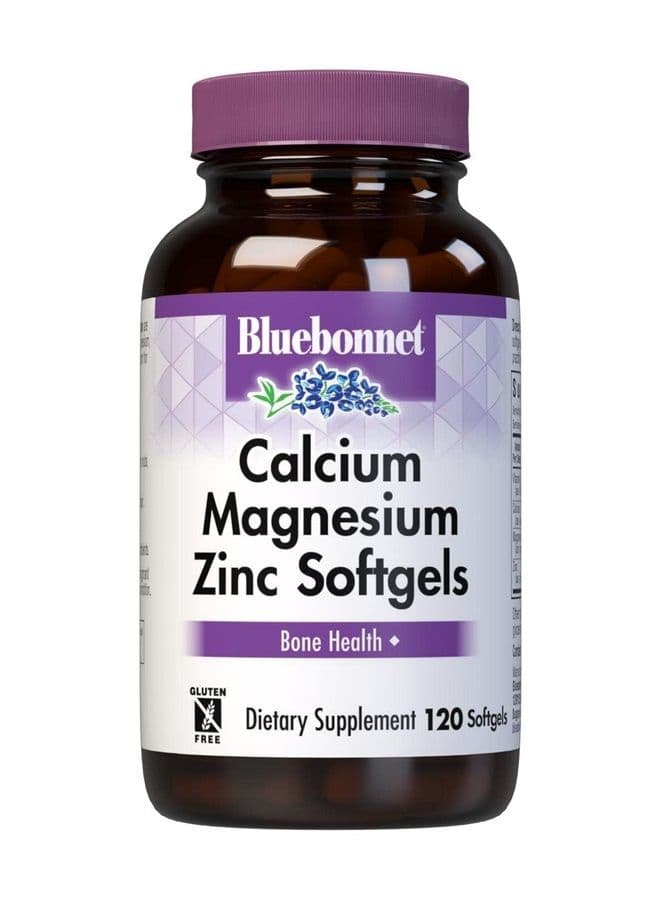 Nutrition Calcium Magnesium Zinc Plus Vitamin D3, 1000 mg of Calcium, 500 mg of Magnesium and 15 mg of Zinc, 400IU Vitamin D3, For Strong Healthy Bones*, Gluten-Free, Dairy-Fee, 120 softgel