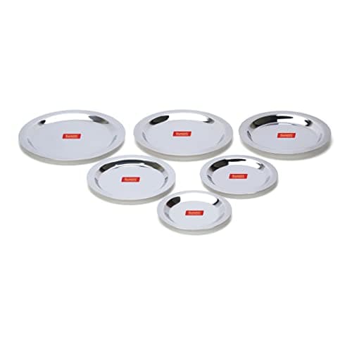 Sumeet Stainless Steel Heavy Gauge Ciba/Lids/Tope/Cheeba Cover Set of 6 Pcs (12.3cm, 13.8cm, 15.5cm, 16.7cm, 18.5cm, 20cm), Silver