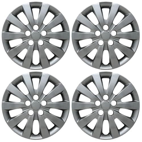 HubStar Hubcaps Fits Nissan Sentra 2013-2019, Leaf 2013-2018, Premium Replica 16-inch Replacement, Silver, 4 Pieces