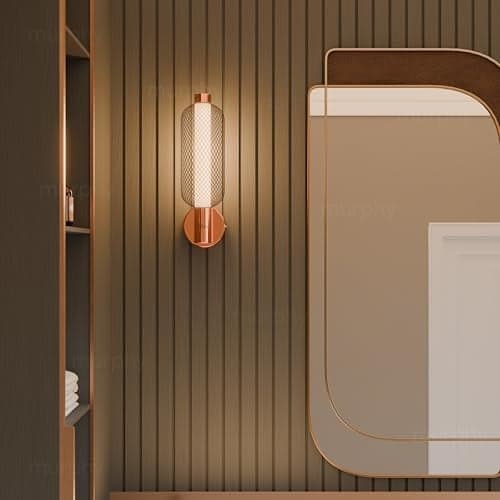 Murphy Noir Net Wall Lamp Pack of 2 | Warm White LED Decorative Wall Light | Premium Rose Gold Finish | Modern Indoor Wall Lamp with 2 Year Warranty