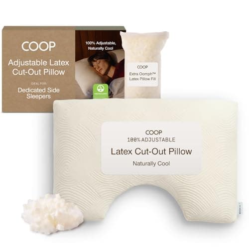 Coop Home Goods Adjustable Latex Cut-Out Pillow Queen, Talalay Latex & Microfiber Fill, Ergonomic Shoulder Cut-Out, Naturally Cooling, Eco-Friendly, Medium Firm for Side Sleepers, GREENGUARD Gold