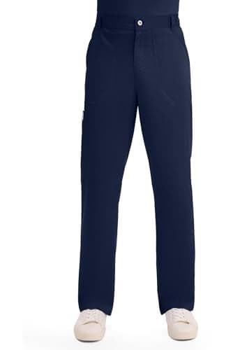 Cherokee Mens Scrub Pants with Cargo Pockets, Two-Way Stretch Modern fit Button Closure with Inside Drawstring Pants - WW140, M, Navy