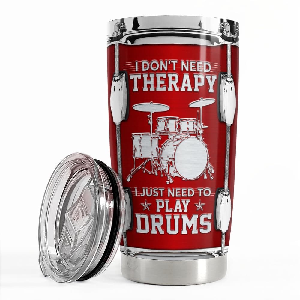 SANDJEST Drummer Tumbler 20oz Stainless Steel Insulated Tumblers Drum Coffee Travel Mug Gift for Drummers