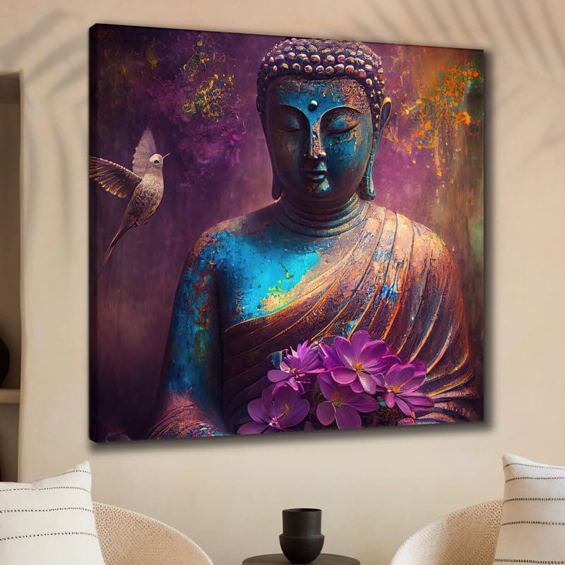 SAF paintings Wooden Framed Lord Buddha Canvas Wall Painting for Home Dcor And OfficeFor BedroomLiving Room Home wall and Office Interior 24X24Inch and Office CR260