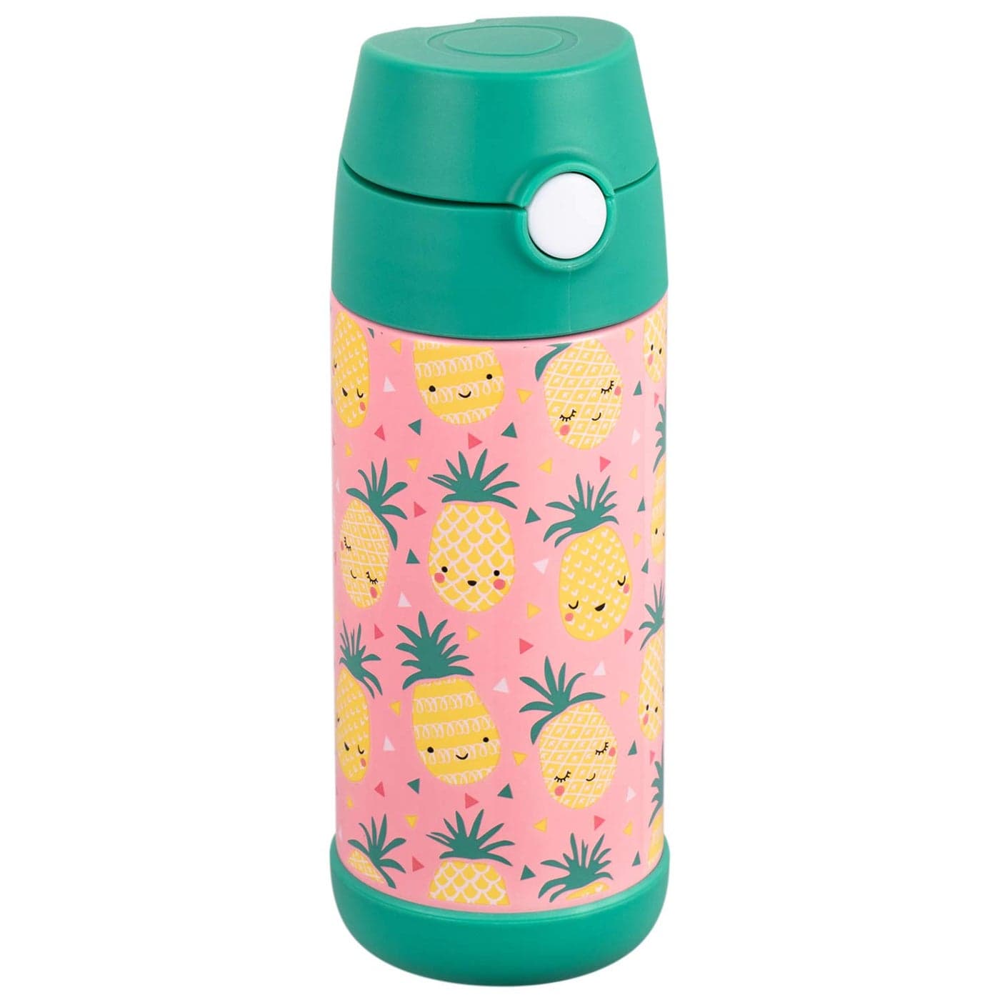 Snug Kids Water Bottle insulated stainless steel thermos with straw GirlsBoys Pineapples 12oz