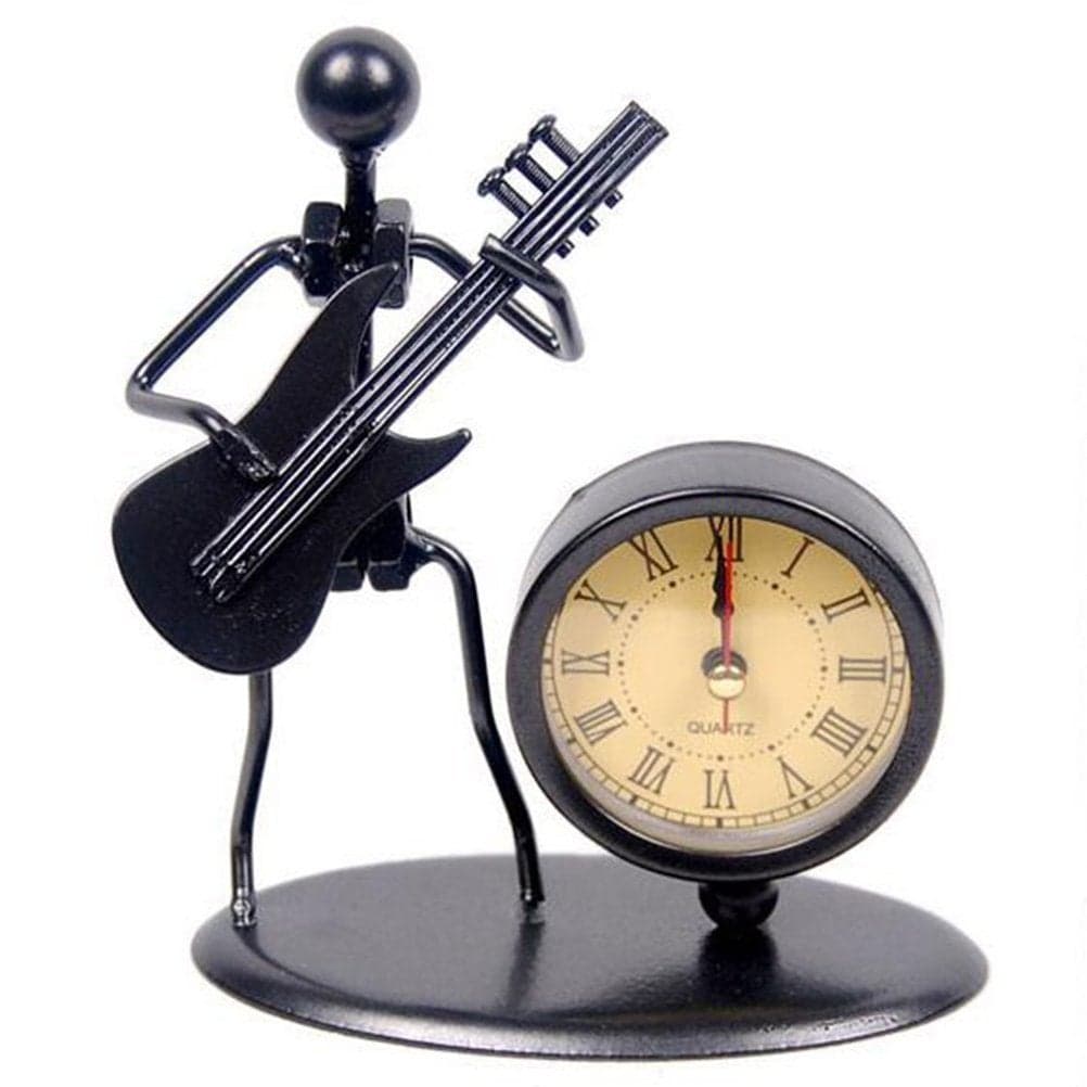 Creative Modern Iron Art Instrument Black Quartz Clock Vintage Shelf Clock Decorative Desk Clock Home Office Desk Decoration Gift C68 Electric Guitar