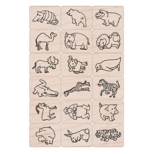 Hero Arts LL411 Ink 'n' Stamp Wood Sets, Fun Animals