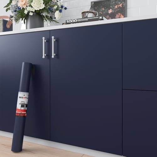 Decotalk 200"x12" Navy Wallpaper Removable Dark Blue Contact Paper Peel and Stick Blue Contact Paper for Cabinets Decorative Solid Color Wallpaper for Bedroom Self Adhesive Vinyl Wrap Matte