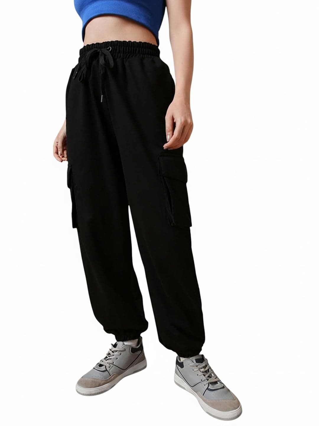 Bewakoof Air 1.0 Women's Solid Super Loose Fit Joggers_585678_Black_M, Mid Rise