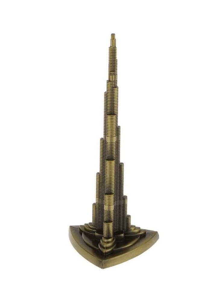 Burj Khalifa Decorative Statue Gold/Bronze 6.5x6.5x18centimeter