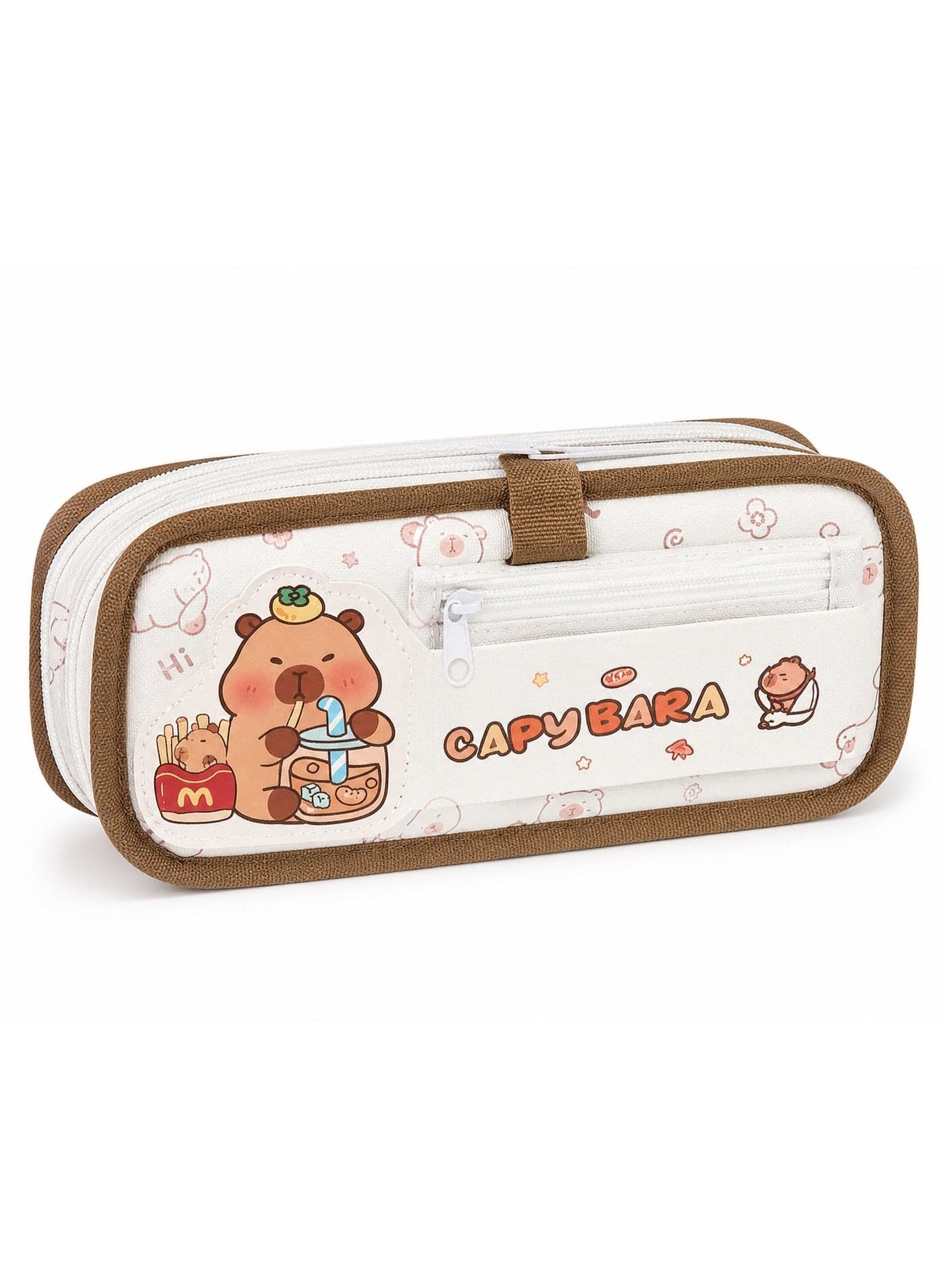 Capybara Zipper Pencil Case with Multi Compartments – Cute Fabric Pencil Pouch for School, Kids Stationery Organizer