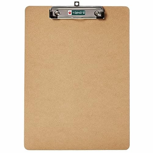 YAJNAS Wooden Exam Board Exam Pad Size - 24 cm x 34.5 cm Hardboard Wooden Clipboard, Exam pad for Kids, Girls, Boys, Students and Artists (Brown)