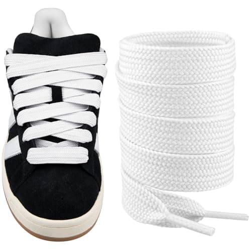 Endoto Fat Shoelaces for Adidas Campus 00s,16MM Chunky Thick Flat Wide Jumbo Shoe Laces Replacement Laces for Sneaker shoes(Color:White,Size:36Inch)