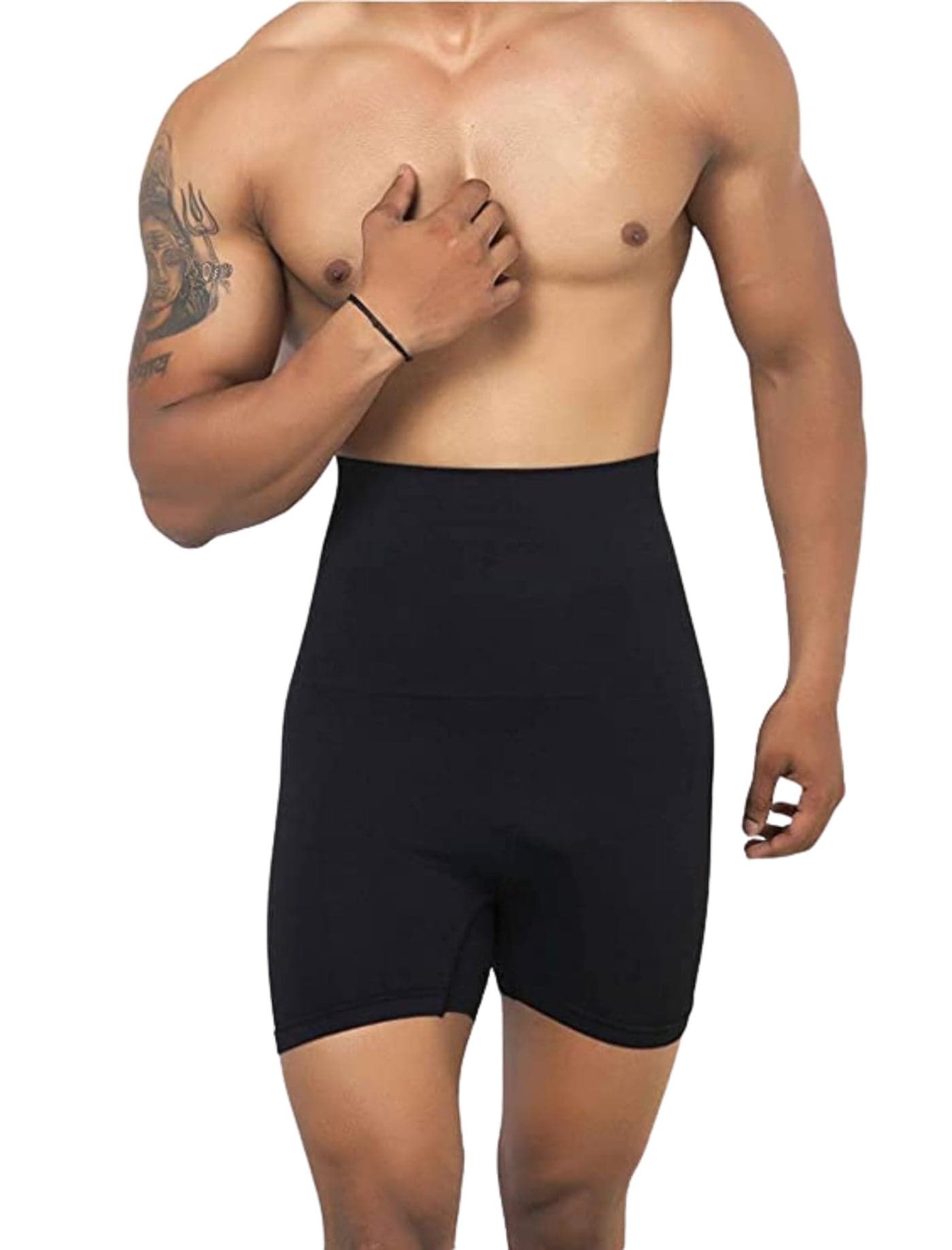 KROYWEN Mens Seamless Tummy Tucker Waist Cincher Thigh Slimming Body Shapewear Belly Girdle Boxer Briefs Black