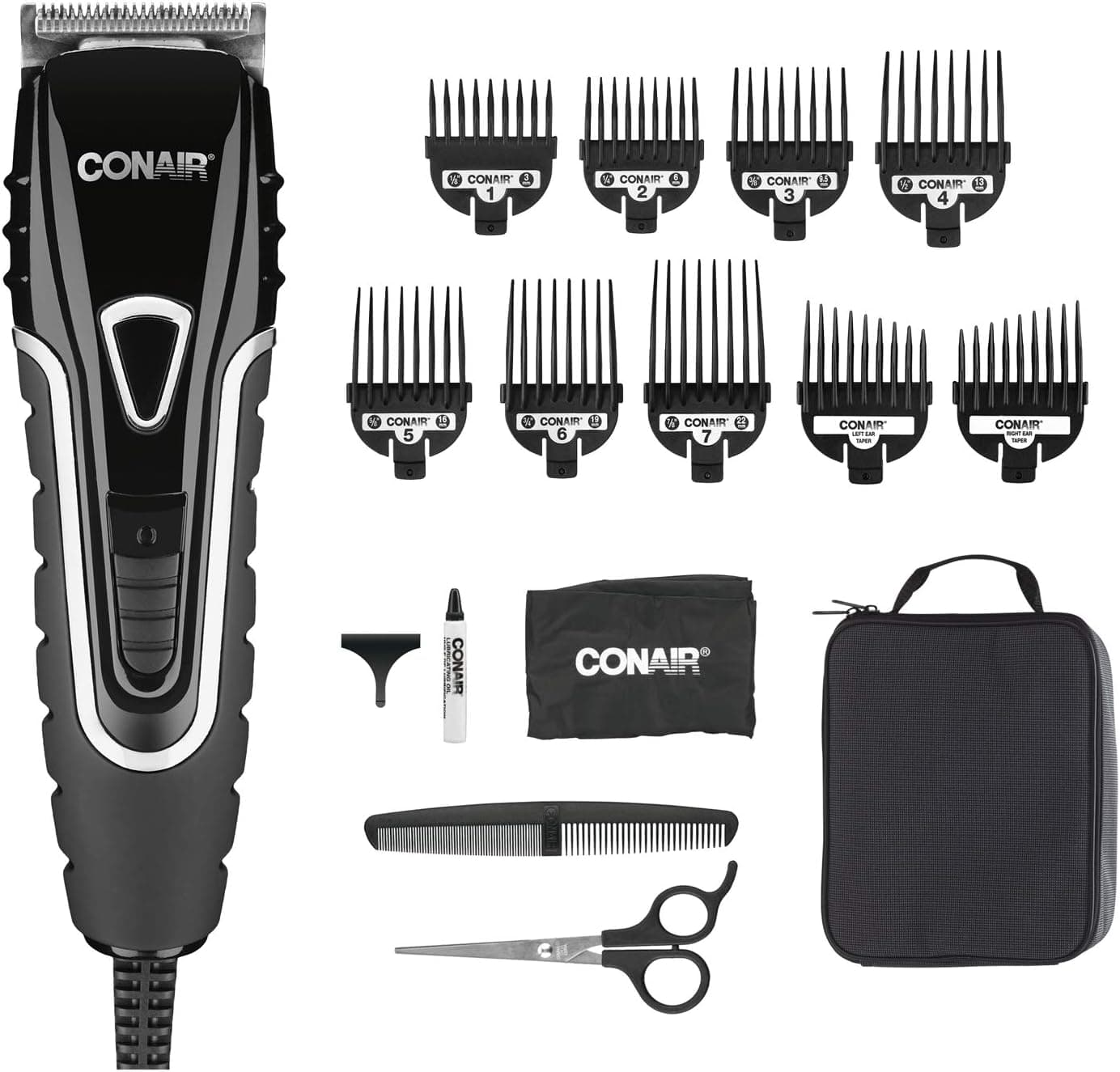 Conair Barber Hair Clippers Barbershop Series NoSlip Grip 16Piece Hair Cutting Kit