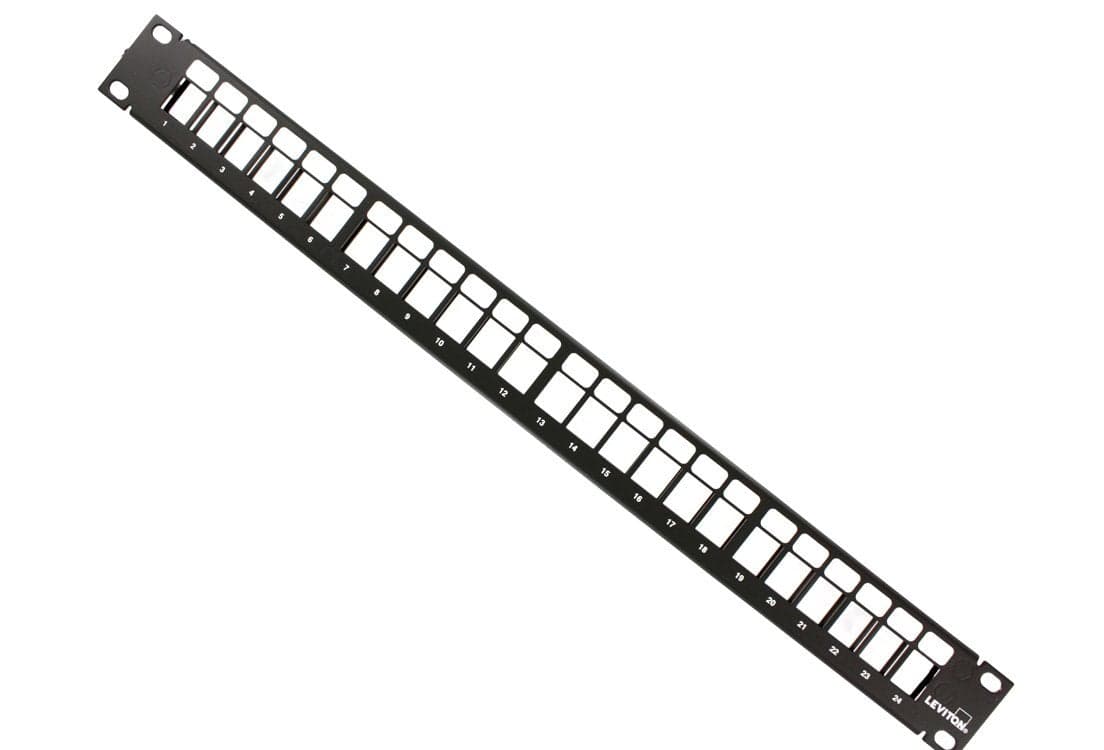 Leviton 49255H24 QuickPort Patch Panel 24Port 1RU Cable Management Bar Included Black