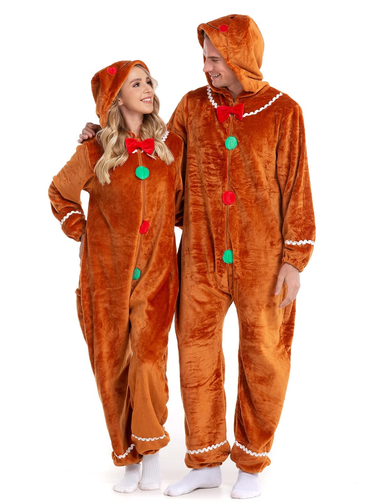 Gingerbread Onesie Adult Christmas Onesie Pajamas Women Men Family Gingerbread Costume Teen Medium