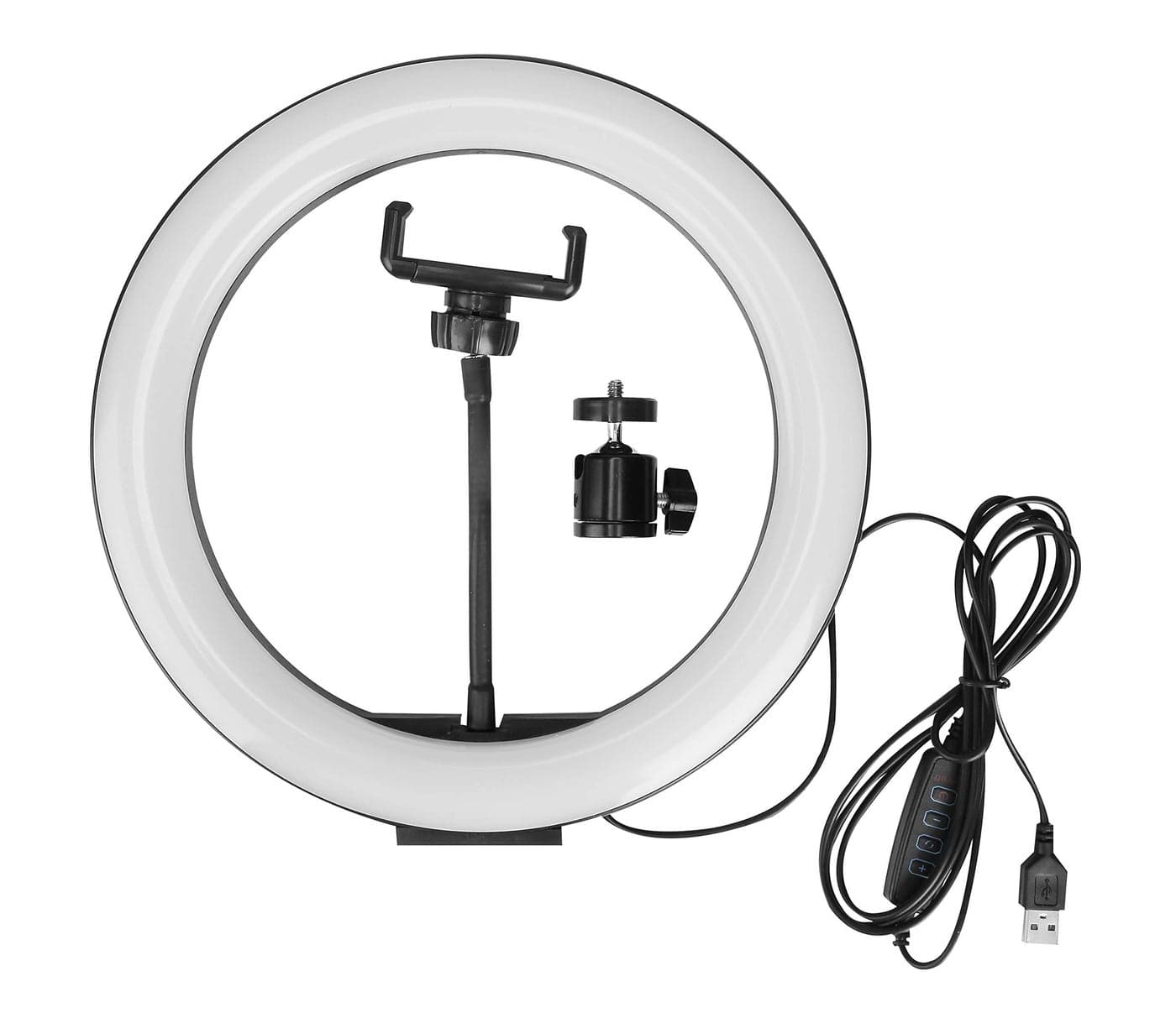 Photron 10 inch(25.4 cm) Professional USB Powered LED Ring Light with Mobile Holder | Led - 120 Pcs | Max Power - 9W