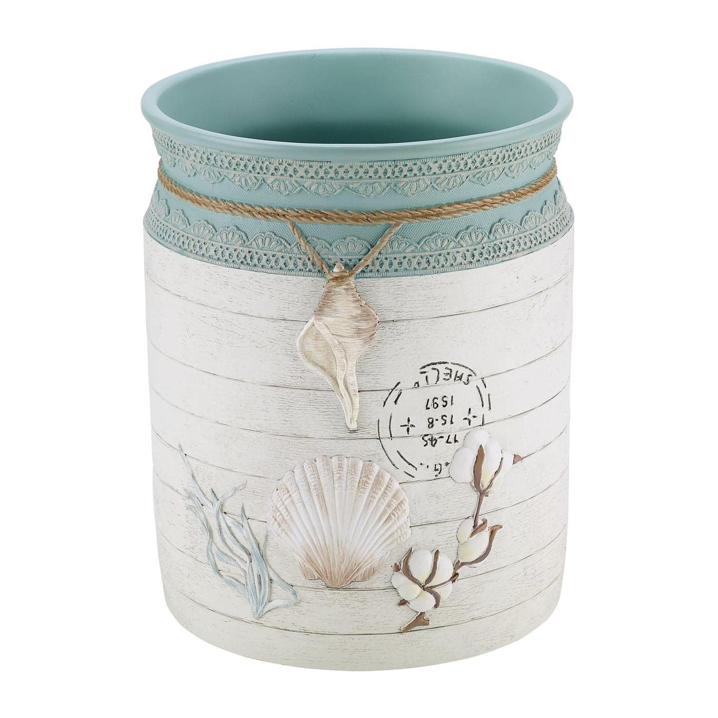 Avanti Linens Wastebasket Decorative Trash Can for Home or Office Farmhouse Chic Home Decor Farmhouse Shell Collection