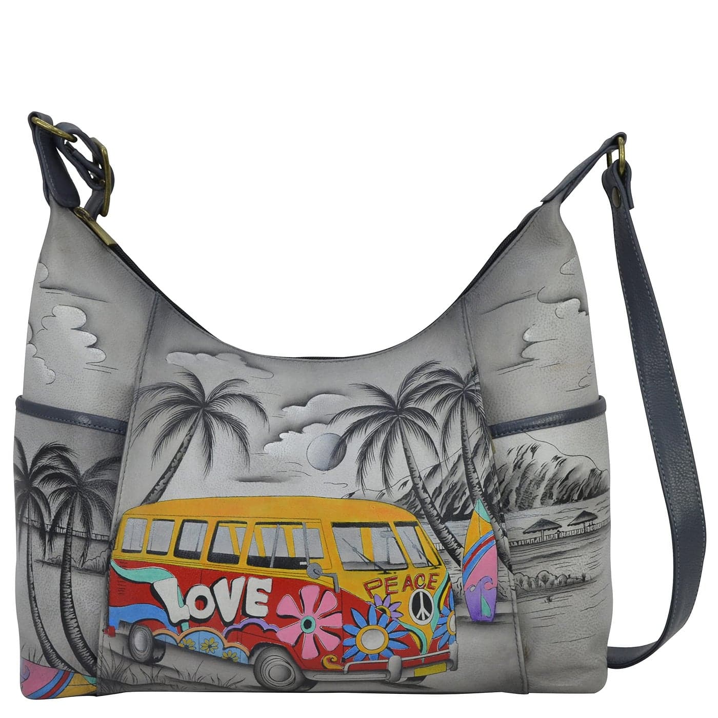 Anna by Anuschka Womens LeatherLarge Shoulder Hobo Happy Camper