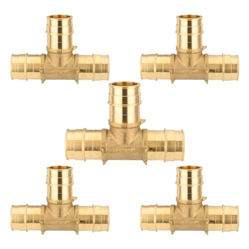 5Pack HeSun 34 Inch Brass PEXA Expansion Fitting Tee 34x34x34 PEXA Tee ASTM F1960PEX19600435