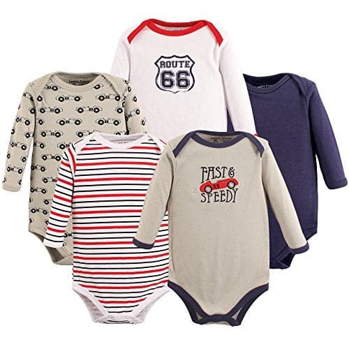 Luvable Friends Unisex Baby Cotton Long-Sleeve Bodysuits, Speedy, 3-6 Months