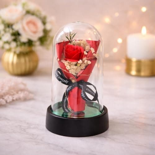 CraftVatika Valentine Day Gift for Girlfriend and Boyfriend, Husband Wife - Artificial Red Rose Bouquet for Wedding Anniversary Home Decor Living Room Gifts Items, Propose Day Rose Day Gift for Woman