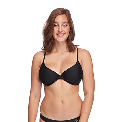 Body Glove Women's Smoothies Solo Solid Underwire Bikini Top Swimsuit, Black, D Cup
