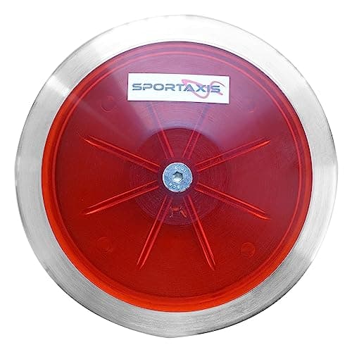 SPORTAXIS Transparent Discus Throw 1 KG 83 Rim Weight Steel Rim Ideal for Beginners Intermediates in Track Field Enhance Your Discus Throwing Skills Performance Enhancer Red