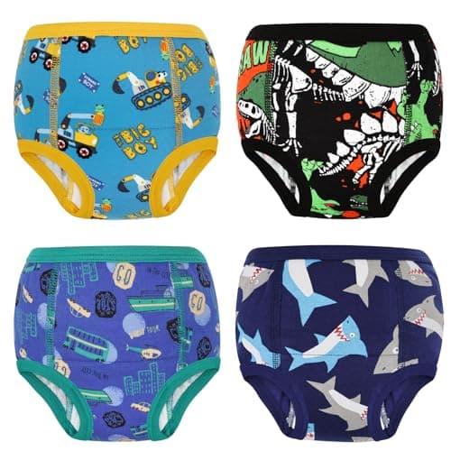 MooMoo Baby Cotton Potty Training Underwear 4 Packs Absorbent Training Pants for Boys 5T