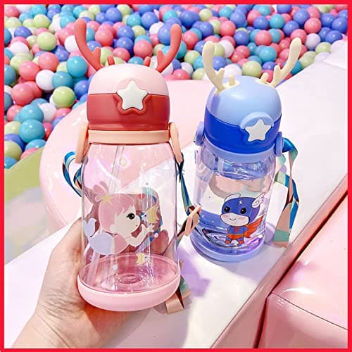 wolpin Water Bottle 600 Ml With Sipper For Kids Cute (Unbreakable, Freezer Safe) Plastic, School Sports Bottle For Girls/Boys Bpa Free Bottle 1 Piece, Pink