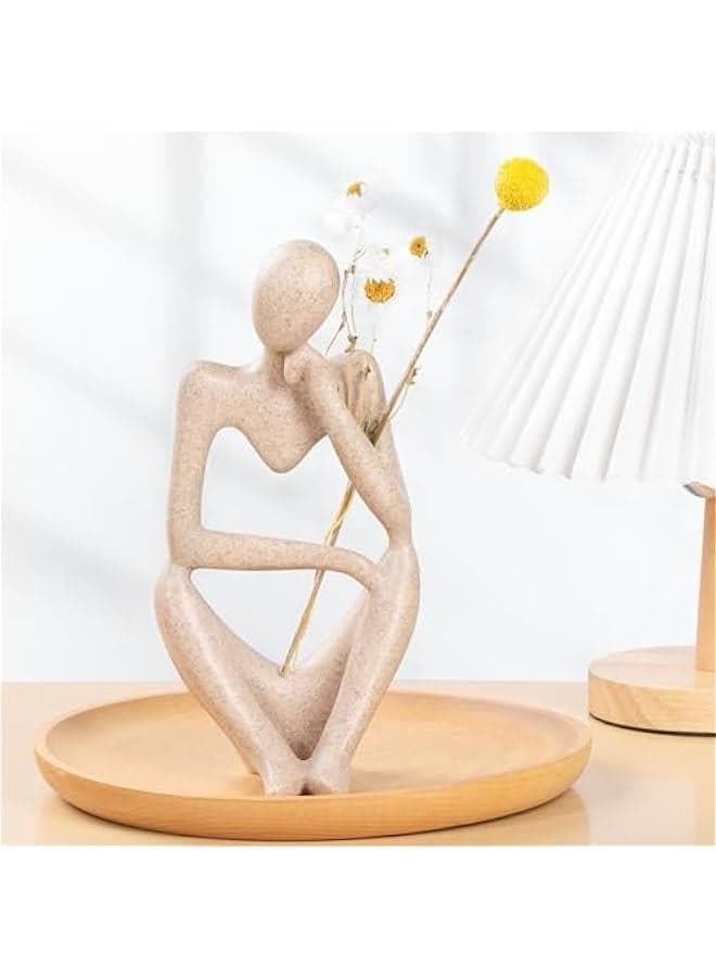 Boho Decor Thinker Statue Abstract Art Sculpture, Sandstone Resin Collectible Figurines for Home Living Room Office Shelf Decoration (Sandstone,Right)