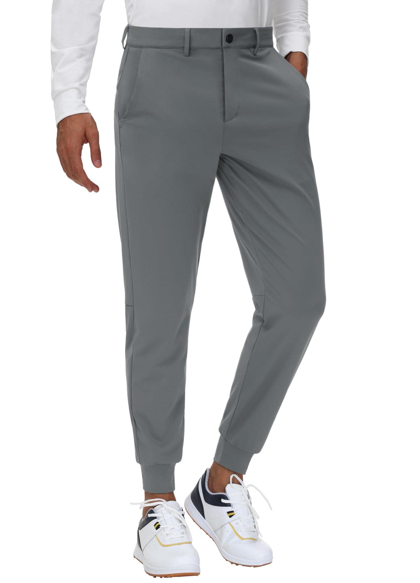 JWM Men's Stretch Golf Joggers Pants with Belt Loops - 29" Slim Fit Tapered Casual Business Travel Dress Work Sweatpants
