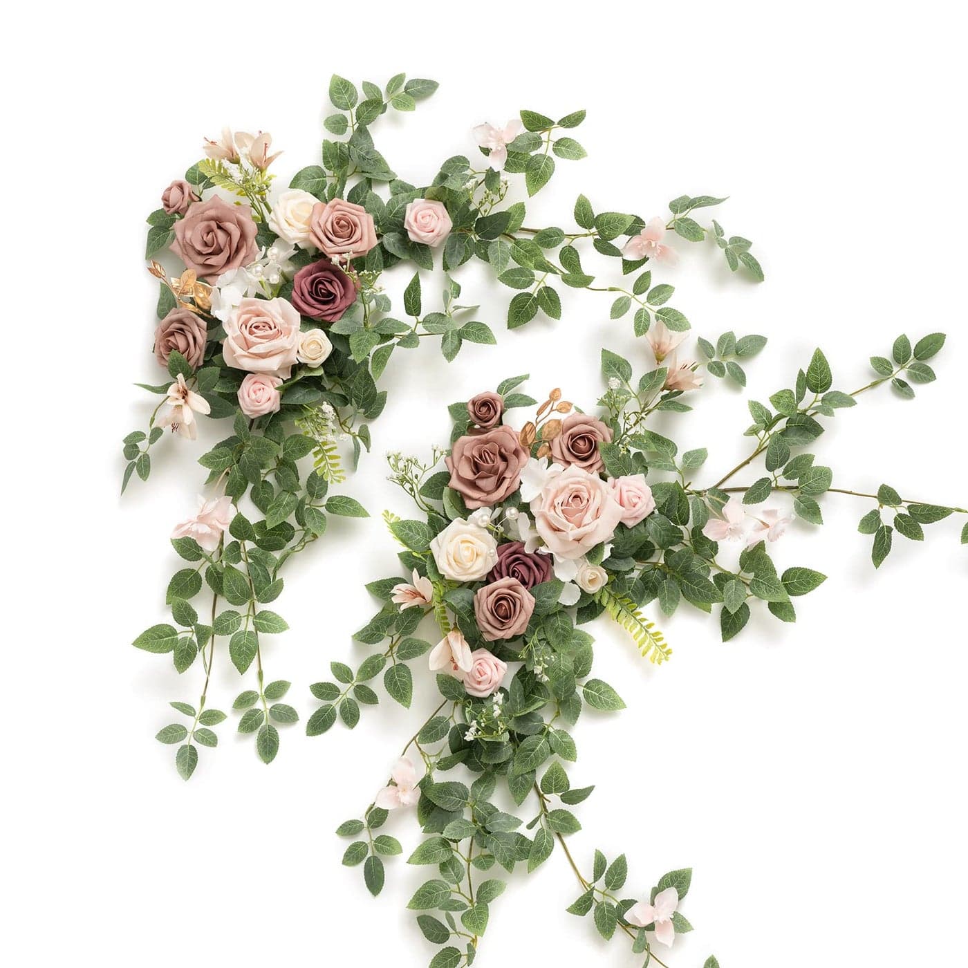 Lings Moment 2PCS Dusty Rose Arch Flowers Artificial Floral Swags Wedding Centerpieces Faux Flower Garland Greenery Arrangements for Engagement Party Sweetheart Table Decor Welcome Signs Wall
