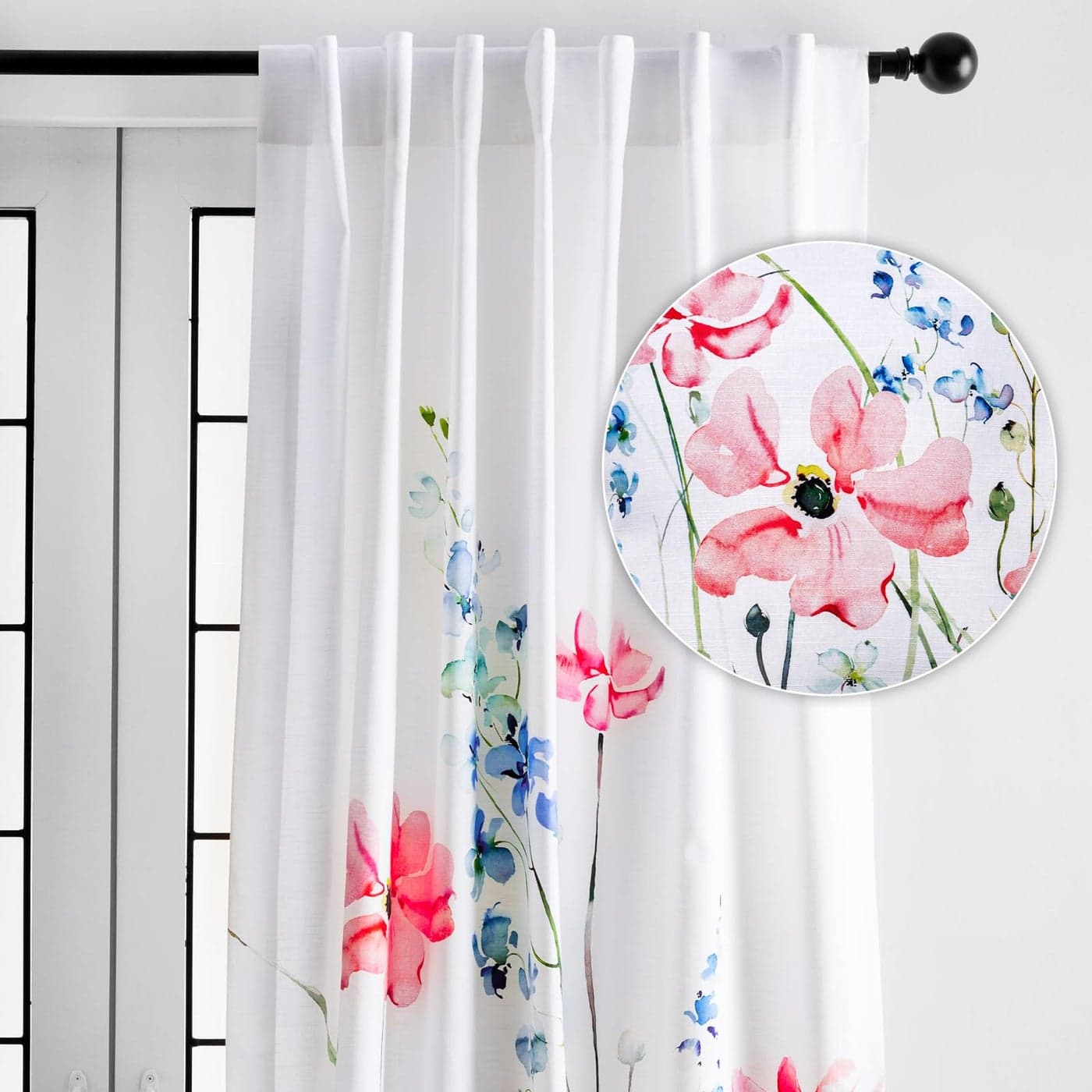Maison dHermine Curtains for Living Room 100 Cotton 84 inch Length One Panel Light Filtering Curtains for Bedroom Windows with Rod and Loop Pockets Drapes Delphinium White 50 W x 84 L
