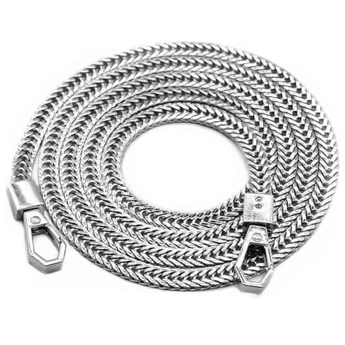 Model Worker Iron Flat Chain Strap Purse Chain Straps Handbag Chains Shoulder Cross Body Replacement Snake Bone Chain Straps with Metal Buckles 394 Silver