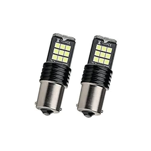 Automaze 1156 BA15S 180 Degree P21W Led Turn Signal Bulb, Front Rear Backup Light, Canbus Error Free, 3030 Chipset 24 SMD (Pack of 2, White)