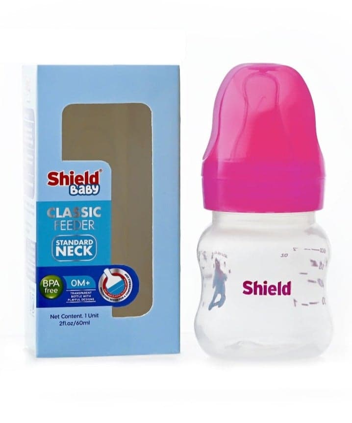 Shield Classic Feeder Pink 60ml Baby Feeding Bottle 0 Plus Months BPA Free Essential Feeding Bottle for Newborn Infants
