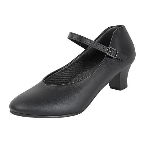 Dynadans Women's Character Shoe Ankle Strap 1.5'' Latin Dance Shoes Black 7.5