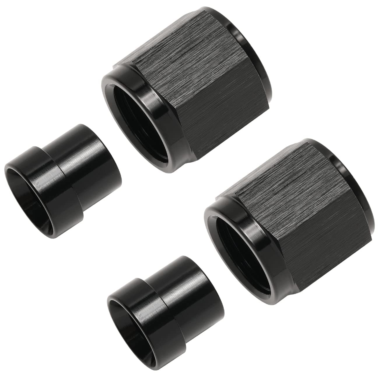 Podavelle 6AN Hardline Tube Nut and Sleeve Fitting Adapter for 38 Hard Line Aluminum Black 2 sets